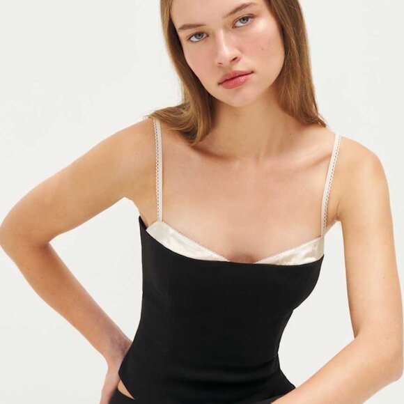 Reformation Melanie Black Camisole Bustier Top Size 6 - Picture 1 of 9